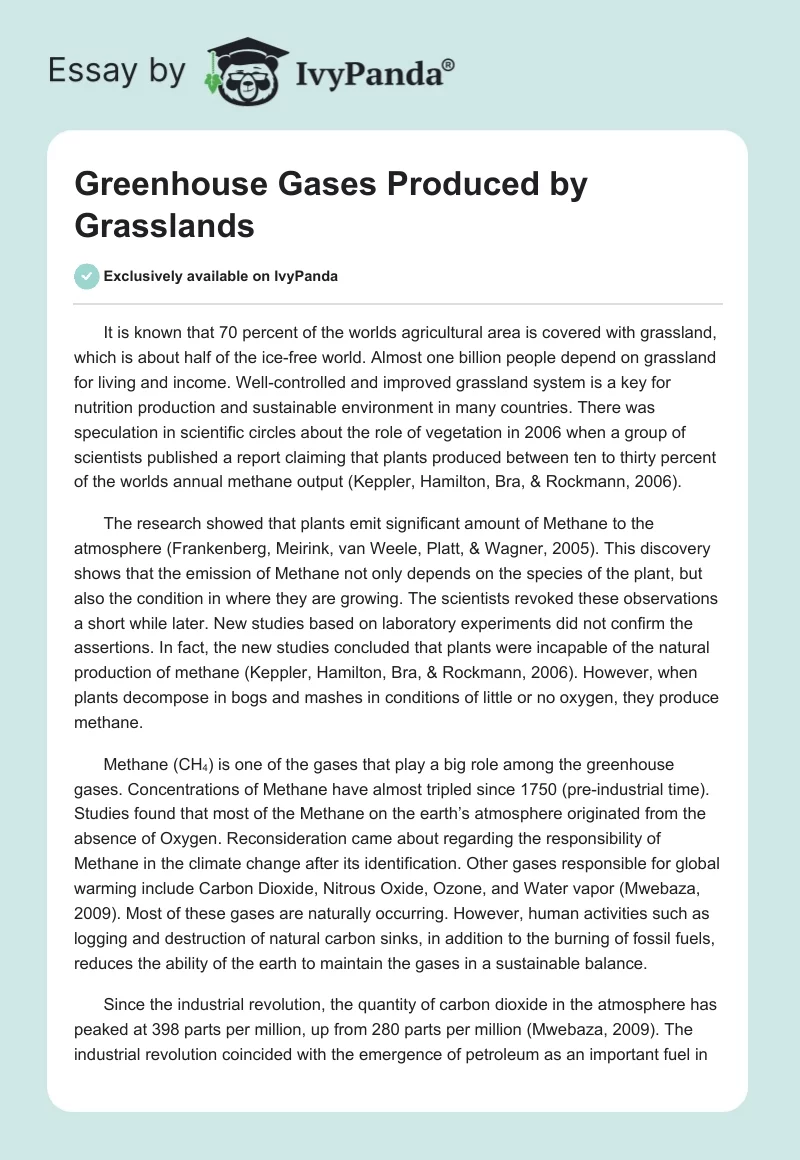 Greenhouse Gases Produced by Grasslands. Page 1