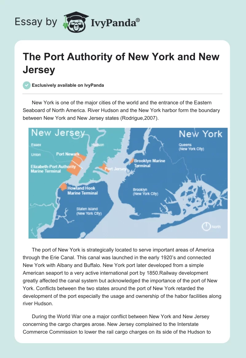 The Port Authority of New York and New Jersey. Page 1