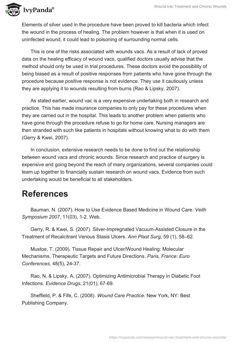 Wound Vac Treatment and Chronic Wounds. Page 2