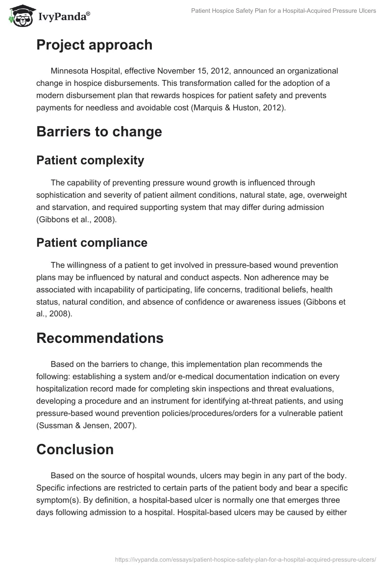 Patient Hospice Safety Plan for a Hospital-Acquired Pressure Ulcers. Page 3