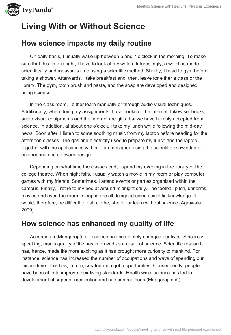 Meeting Science with Real Life: Personal Experience. Page 3