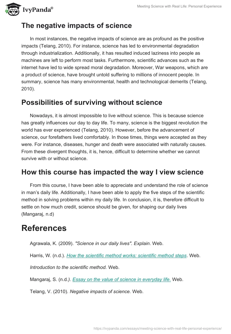 Meeting Science with Real Life: Personal Experience. Page 4