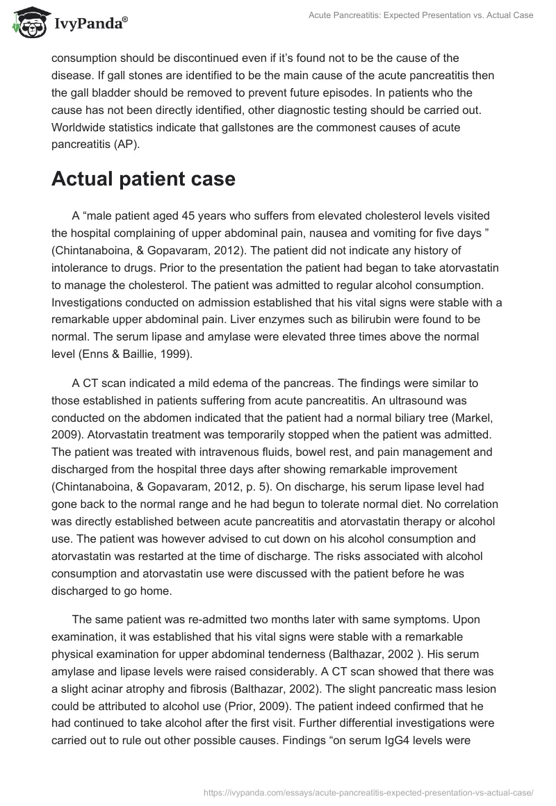 Acute Pancreatitis: Expected Presentation vs. Actual Case. Page 3
