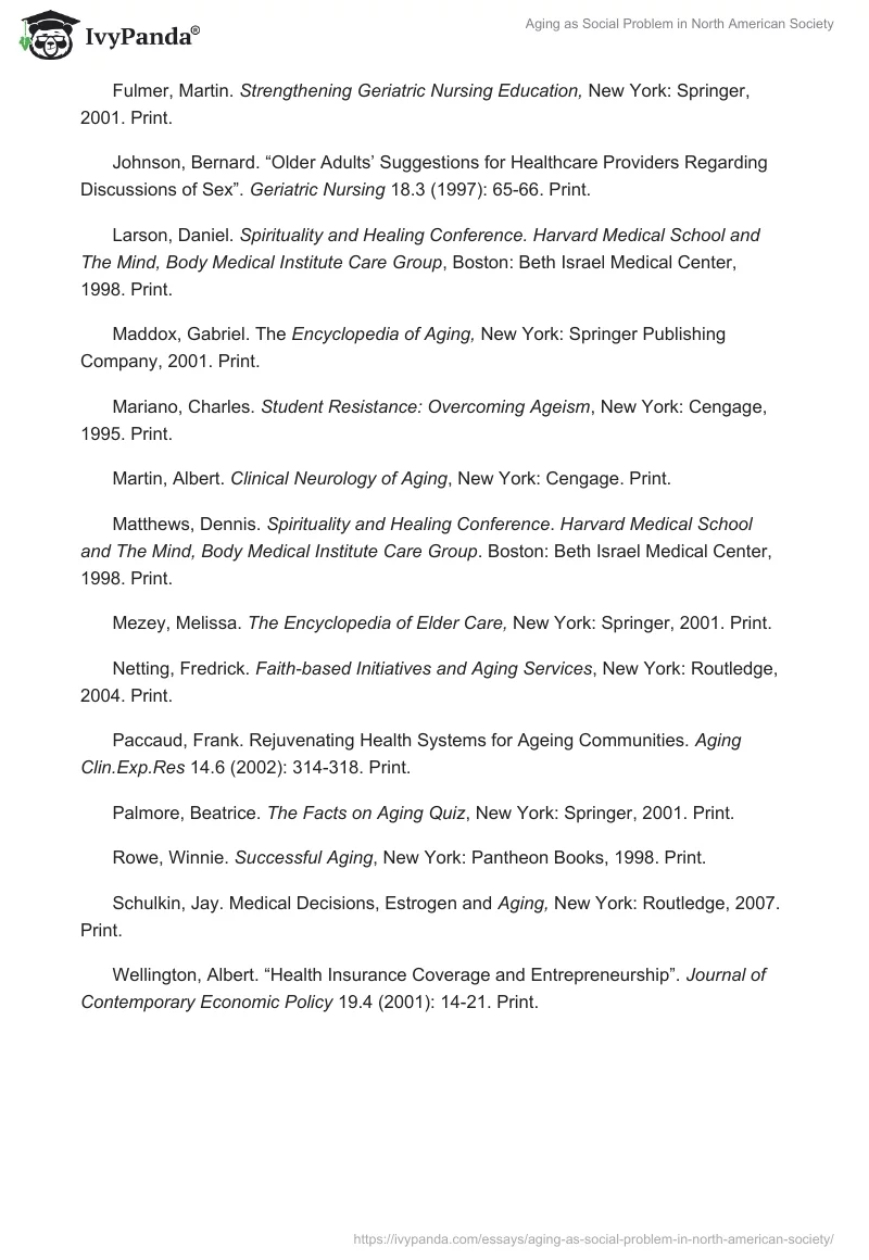 Aging as Social Problem in North American Society. Page 4