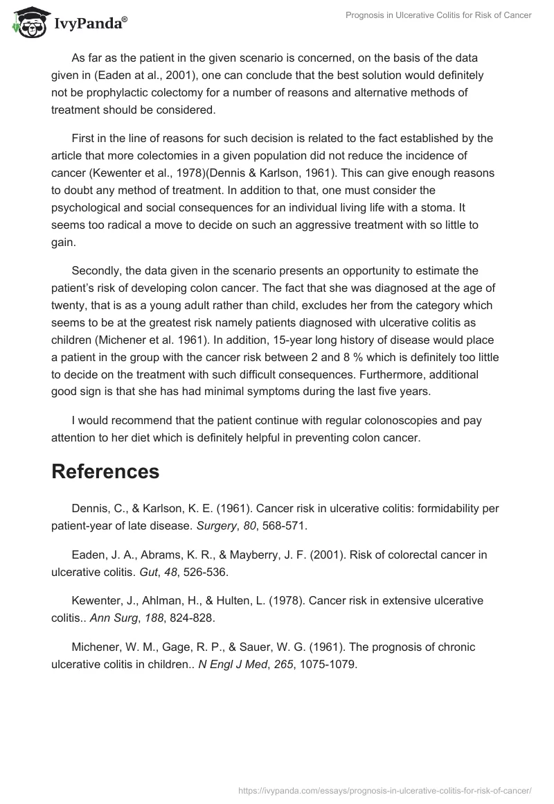 Prognosis in Ulcerative Colitis for Risk of Cancer. Page 2