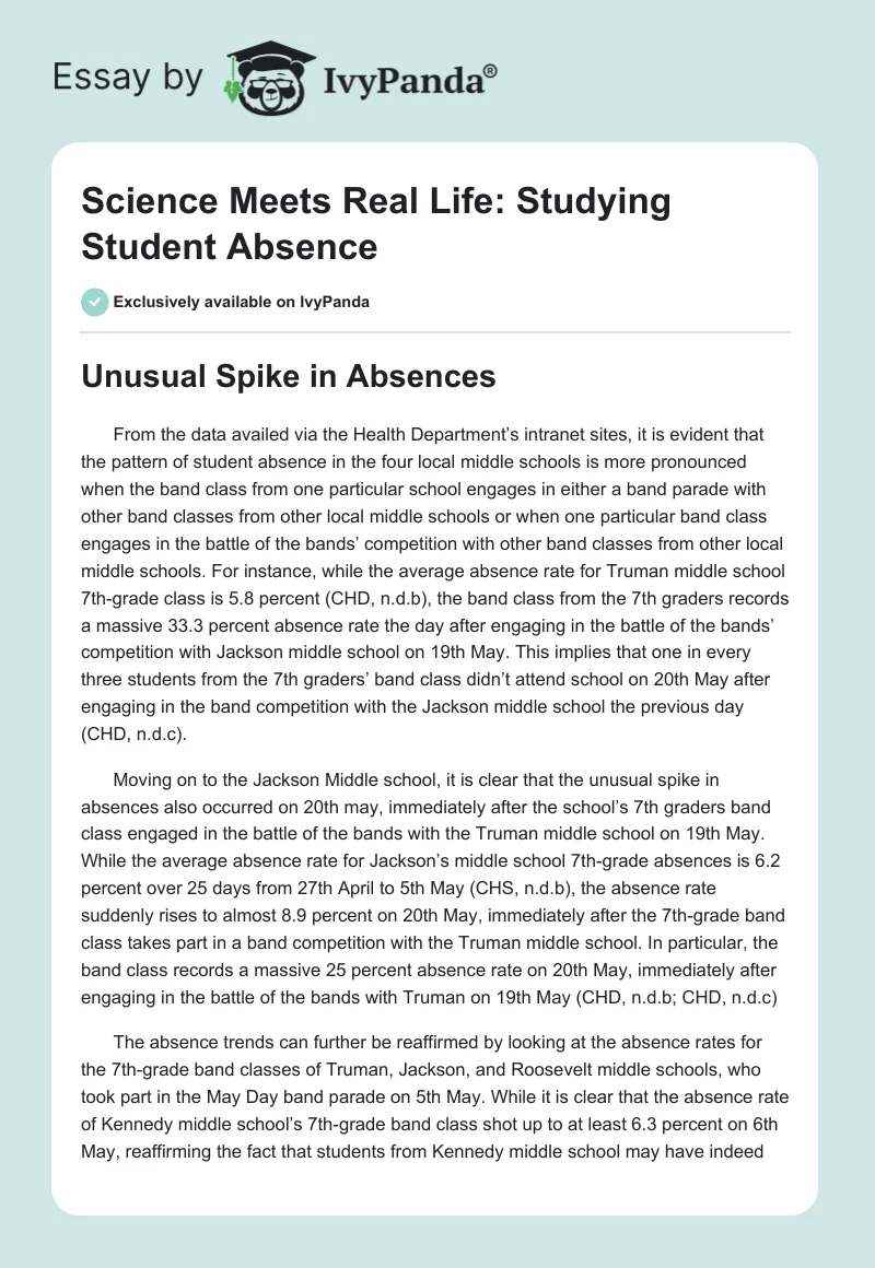 Science Meets Real Life: Studying Student Absence. Page 1