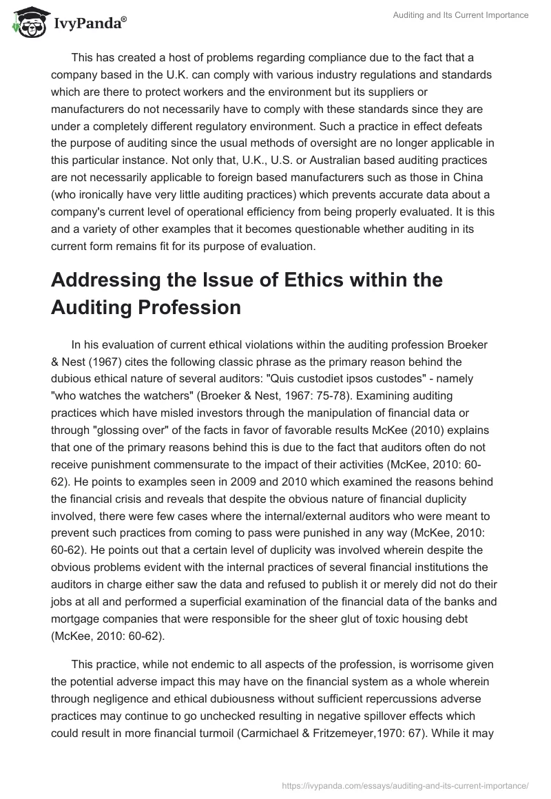 Auditing and Its Current Importance. Page 2