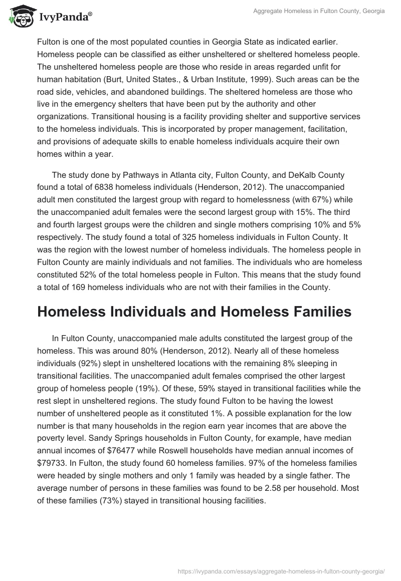 Aggregate Homeless in Fulton County, Georgia. Page 2