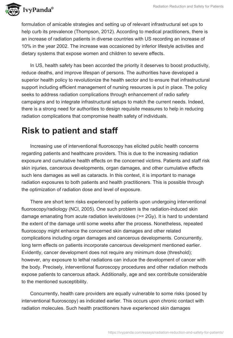 Radiation Reduction and Safety for Patients. Page 2