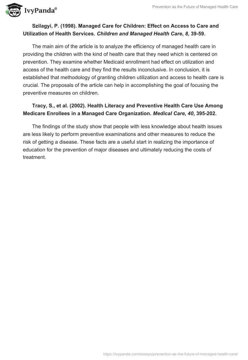 Prevention as the Future of Managed Health Care. Page 3