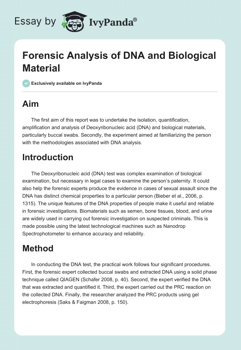 Forensic Analysis of DNA and Biological Material. Page 1