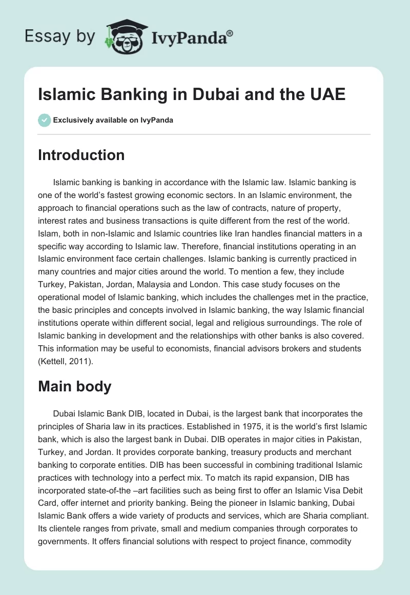 Islamic Banking in Dubai and the UAE. Page 1