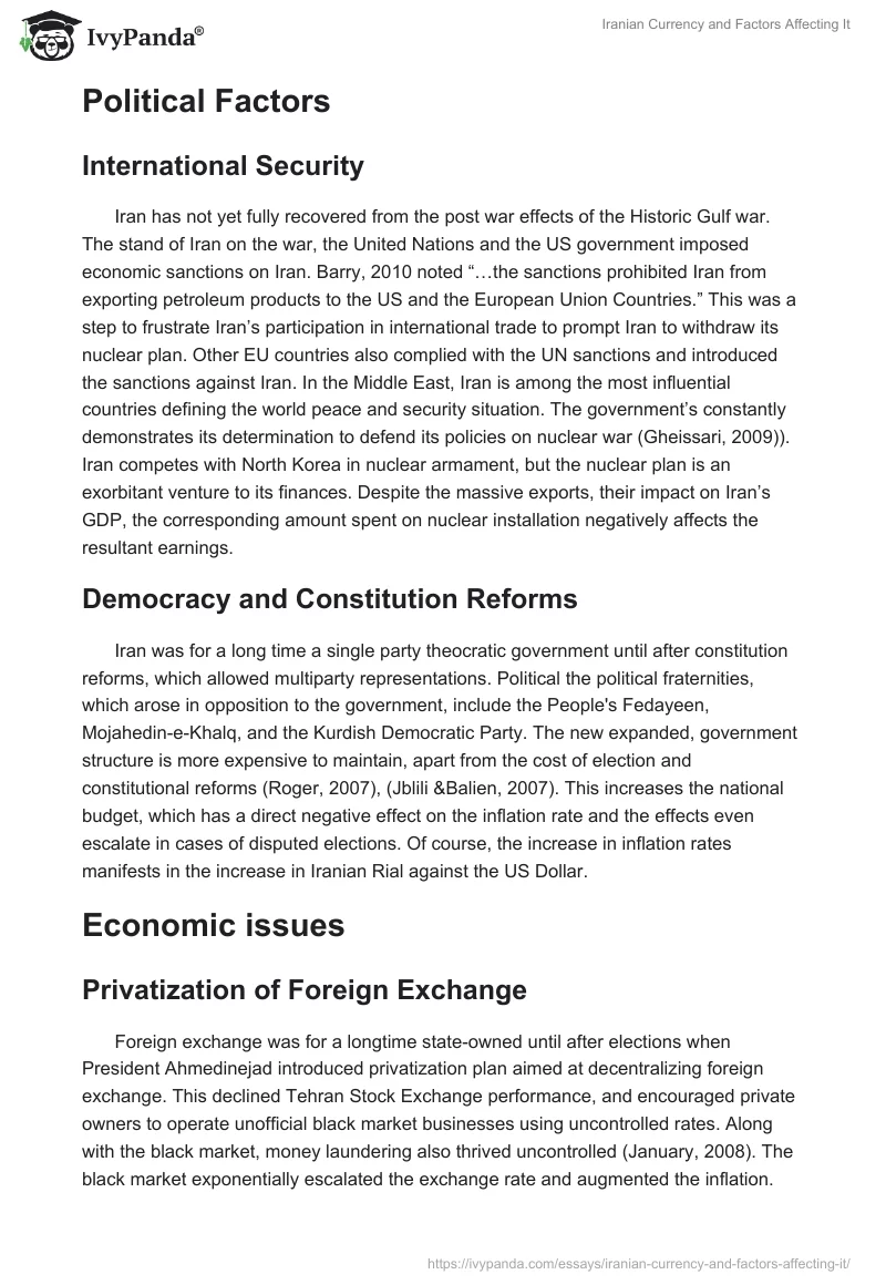 Iranian Currency and Factors Affecting It. Page 2
