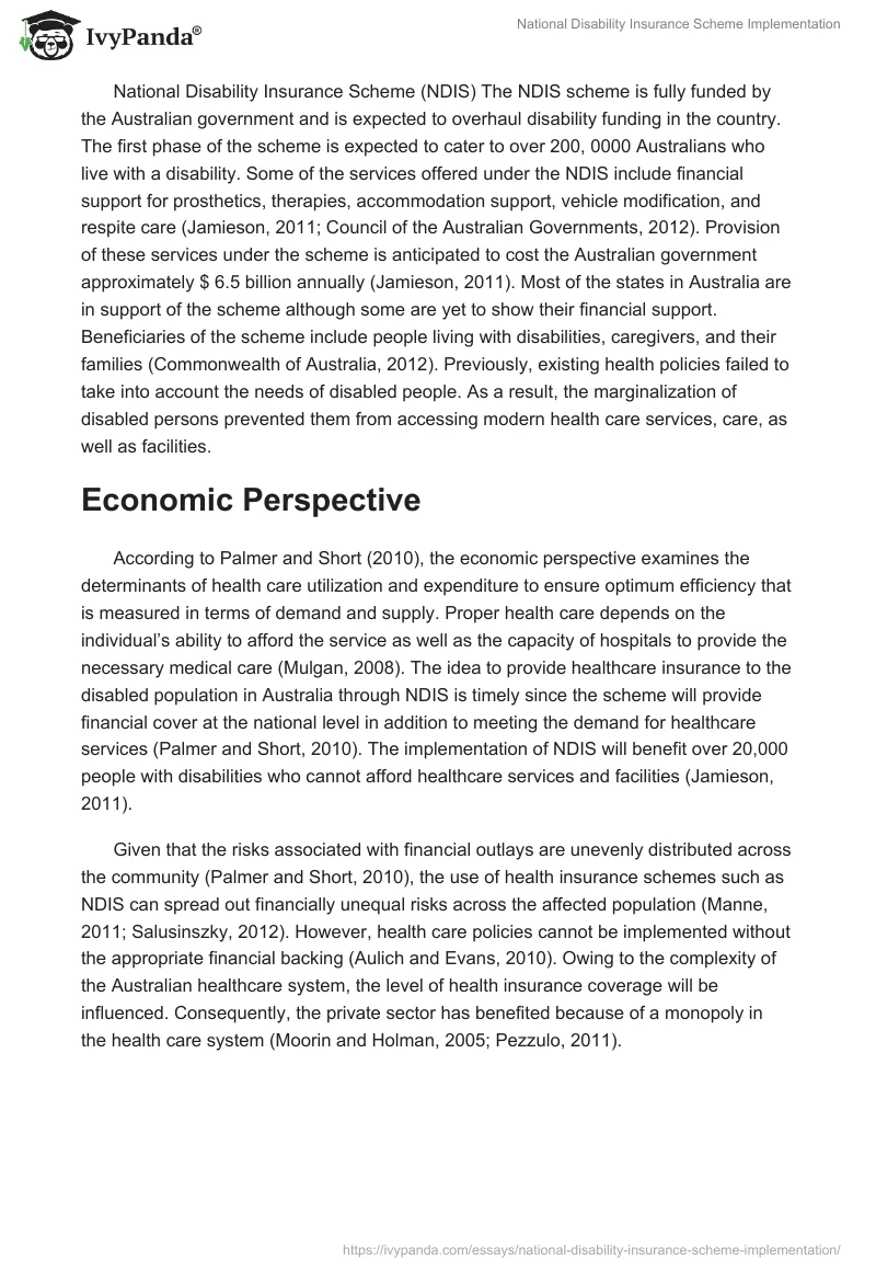National Disability Insurance Scheme Implementation. Page 2