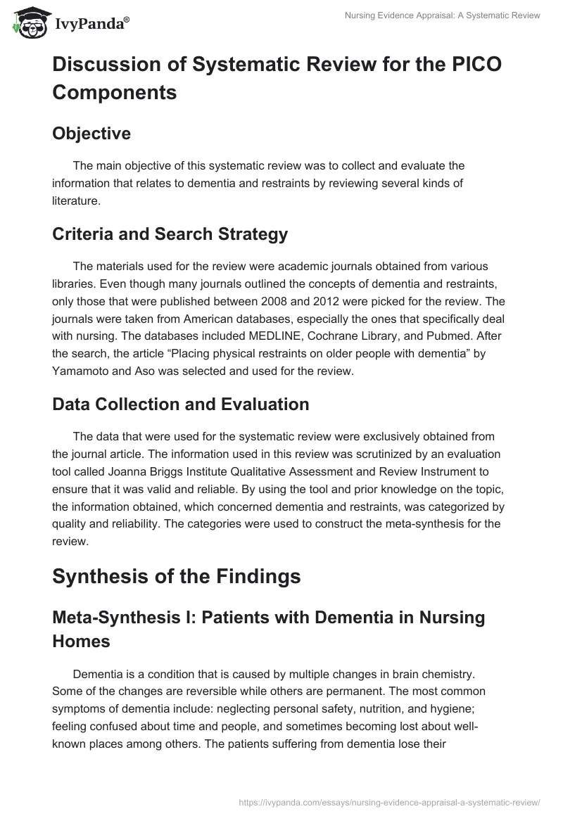 Nursing Evidence Appraisal: A Systematic Review. Page 2