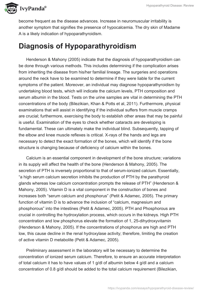 Hypoparathyroid Disease: Review. Page 4