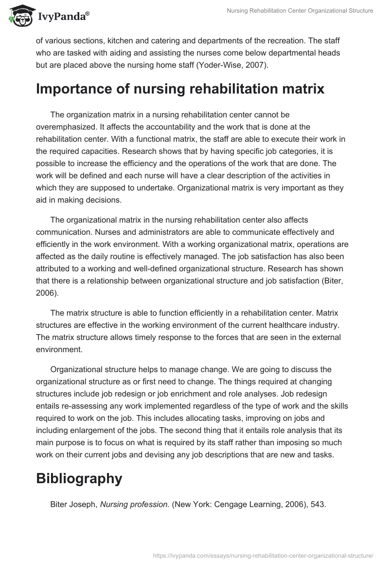 Nursing Rehabilitation Center Organizational Structure. Page 2