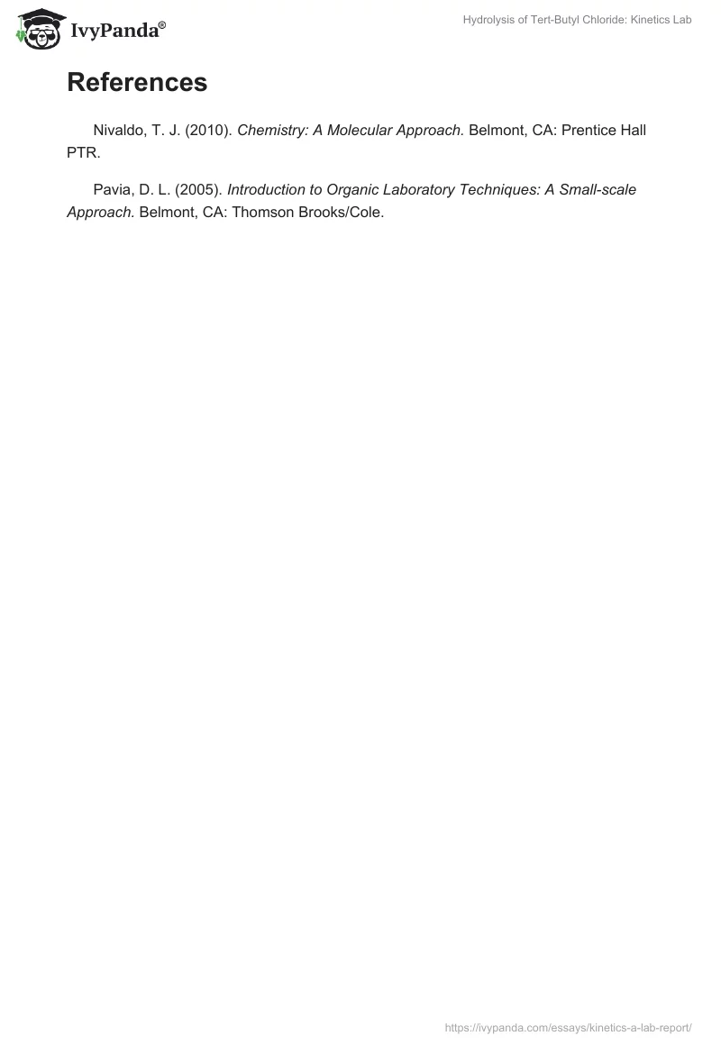 Hydrolysis of Tert-Butyl Chloride: Kinetics Lab. Page 3