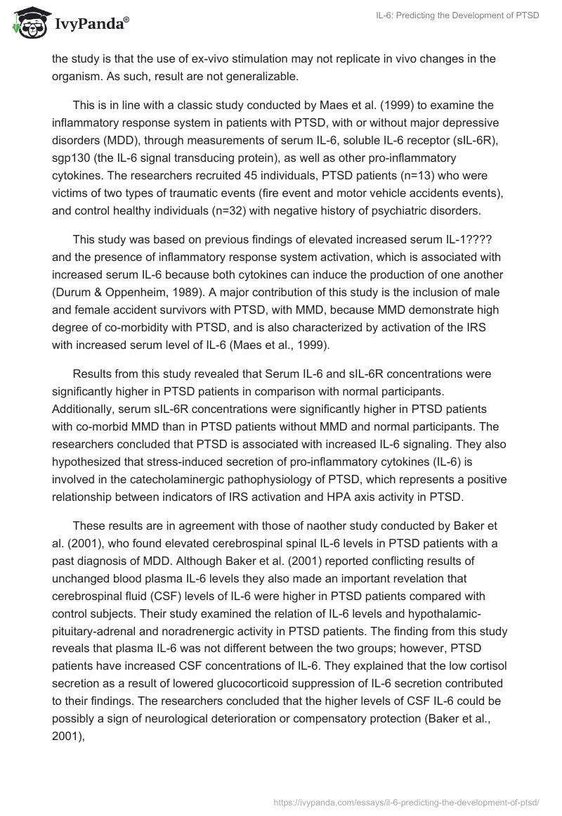 IL-6: Predicting the Development of PTSD. Page 3