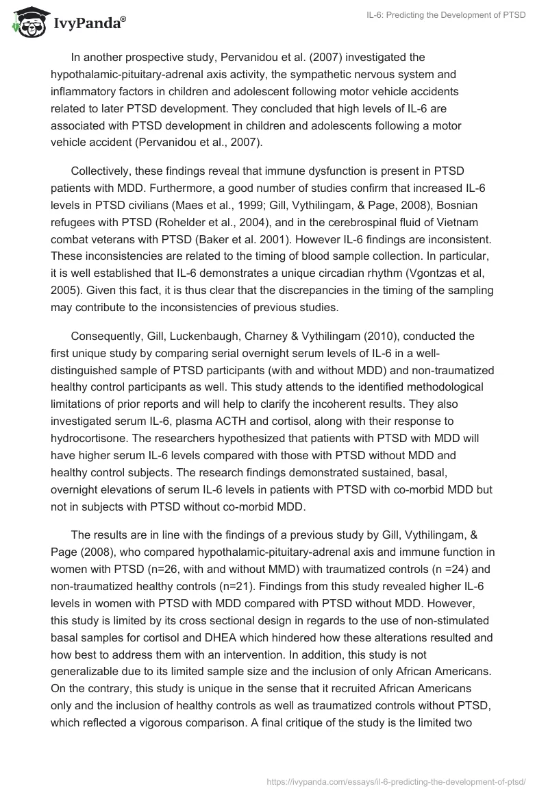 IL-6: Predicting the Development of PTSD. Page 4