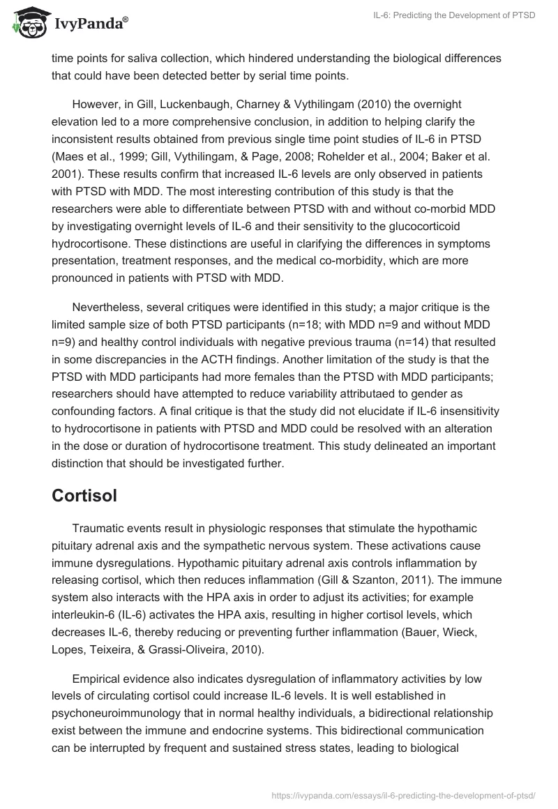 IL-6: Predicting the Development of PTSD. Page 5