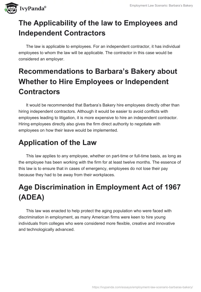 Employment Law Scenario: Barbara’s Bakery. Page 3