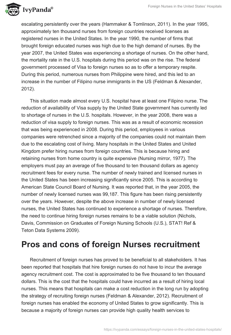 Foreign Nurses in the United States’ Hospitals. Page 2