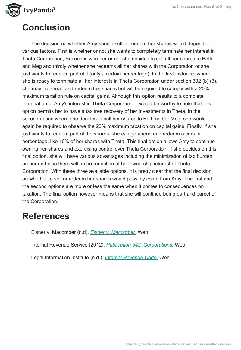 Tax Consequences: Result of Selling. Page 3