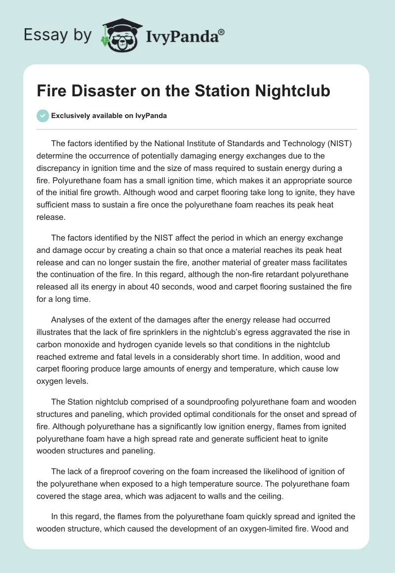 Fire Disaster on the Station Nightclub. Page 1