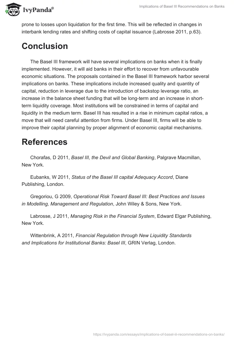 Implications of Basel III Recommendations on Banks. Page 3