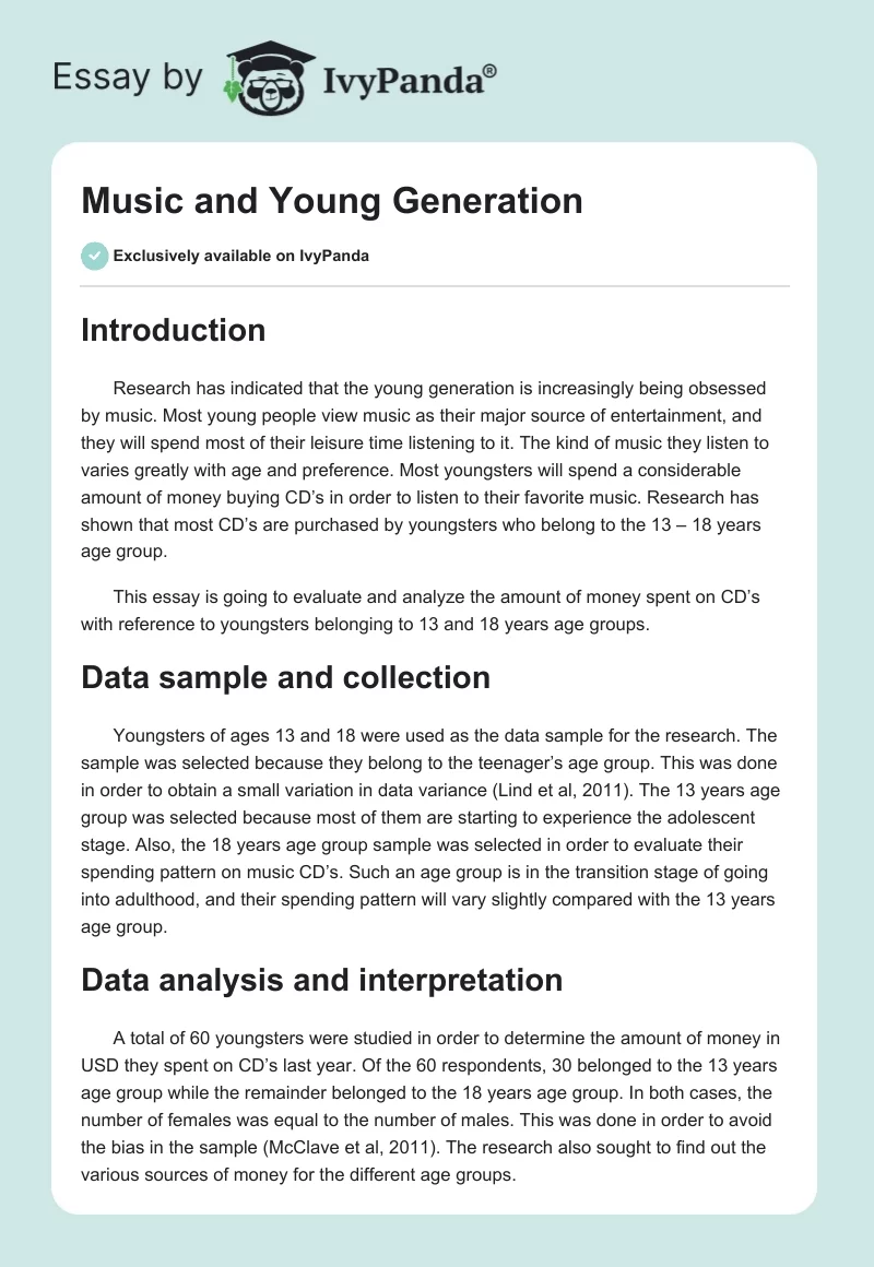 Music and Young Generation. Page 1