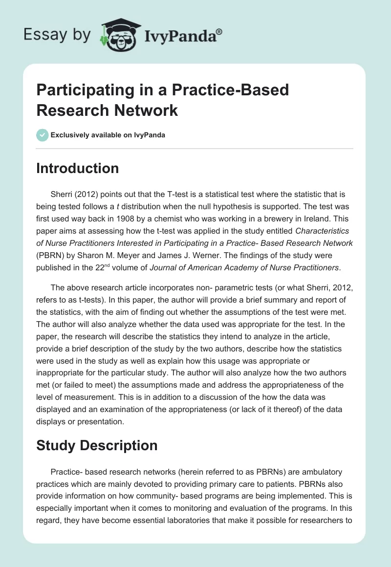 Participating in a Practice-Based Research Network. Page 1