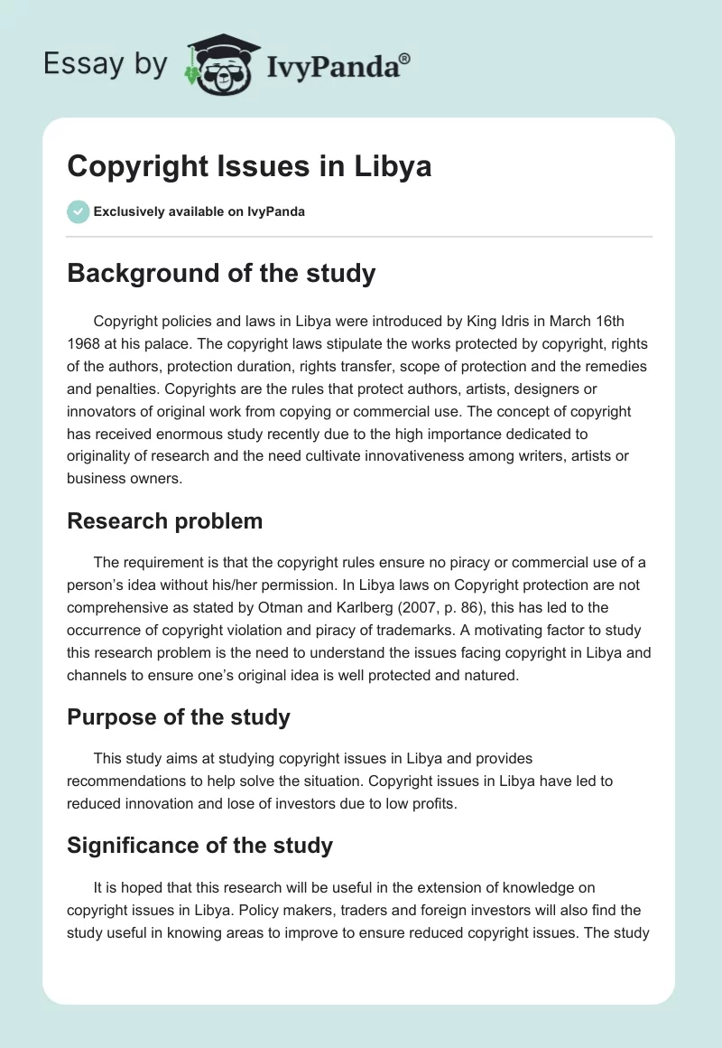 Copyright Issues in Libya. Page 1
