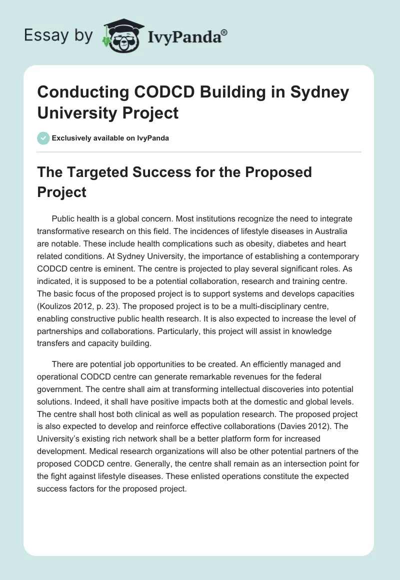 Conducting CODCD Building in Sydney University Project. Page 1