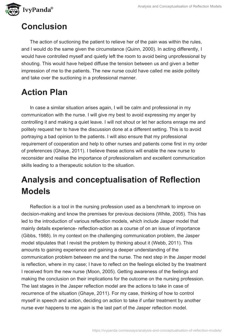 Analysis and Conceptualisation of Reflection Models. Page 2