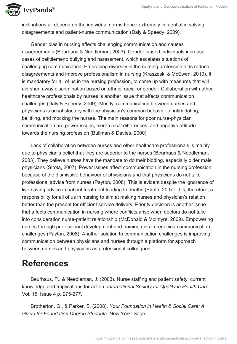 Analysis and Conceptualisation of Reflection Models. Page 4