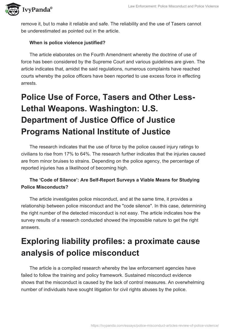 Law Enforcement: Police Misconduct and Police Violence. Page 3