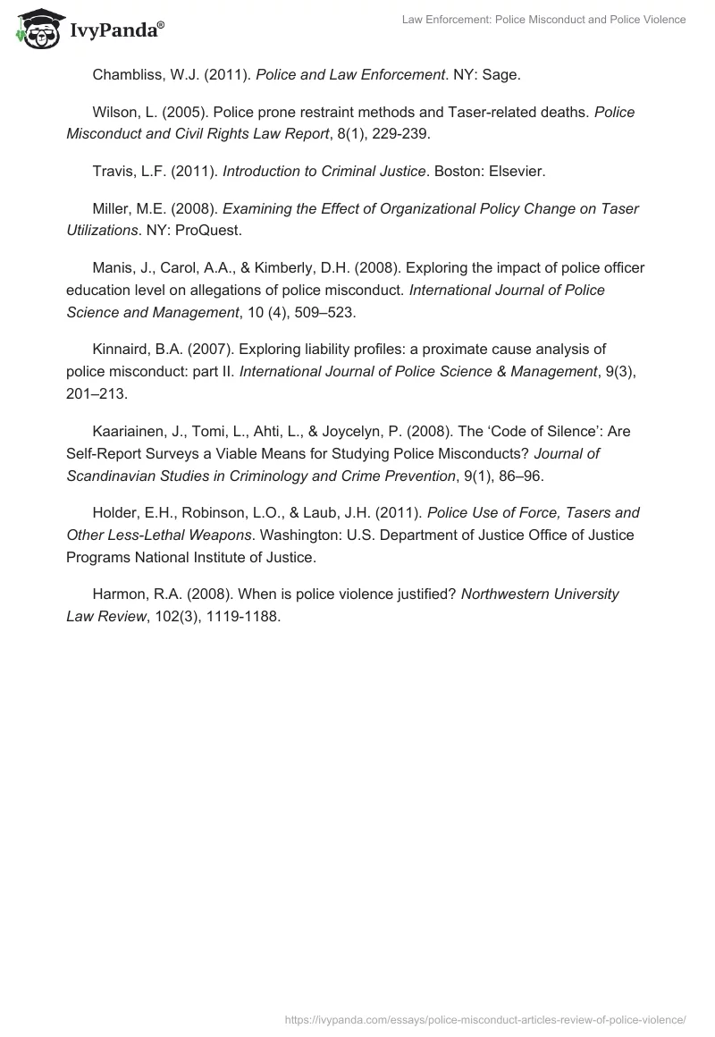 Law Enforcement: Police Misconduct and Police Violence. Page 5