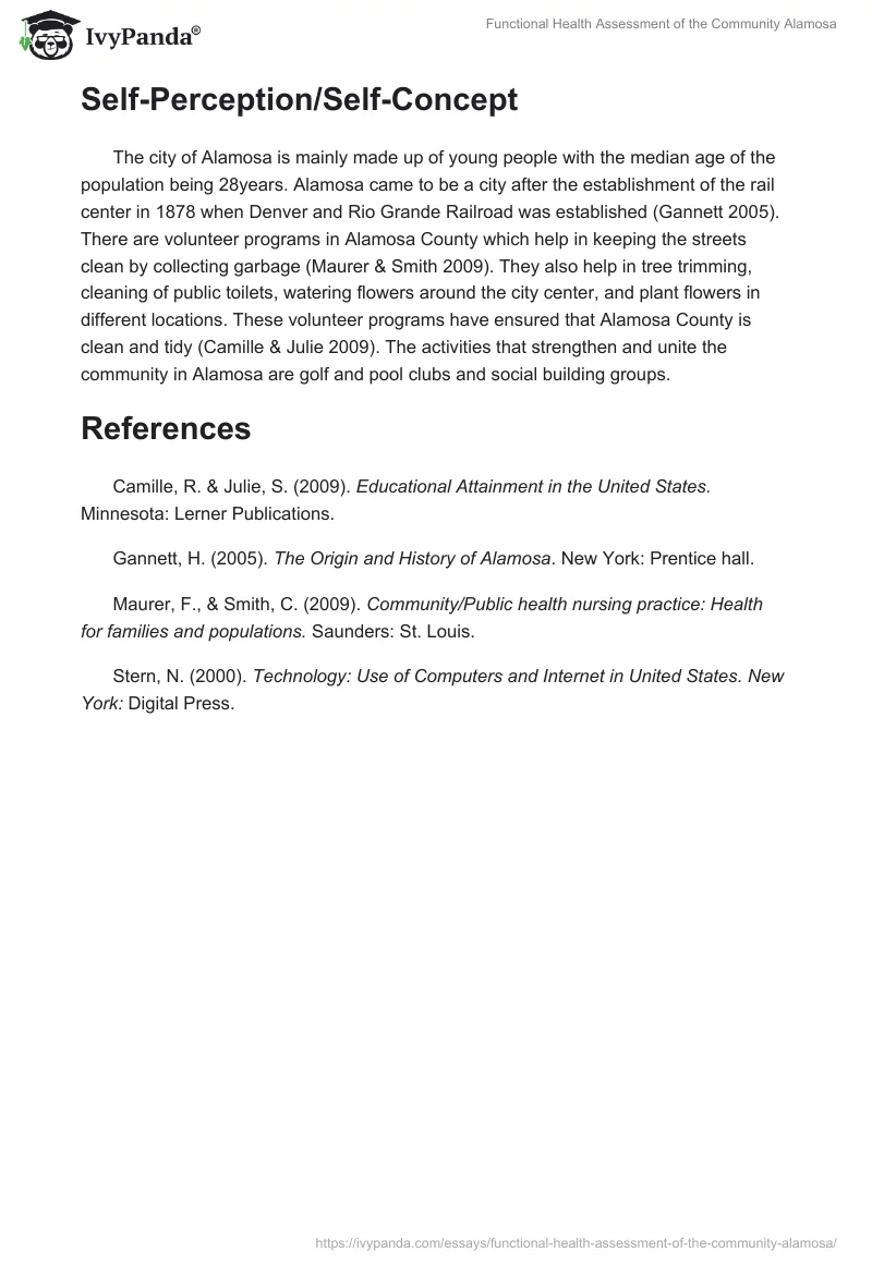 Functional Health Assessment of the Community Alamosa. Page 2