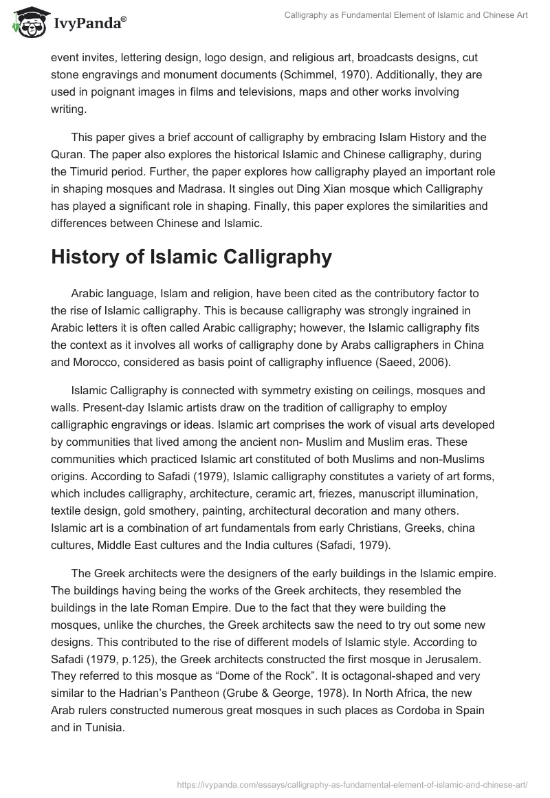 Calligraphy as Fundamental Element of Islamic and Chinese Art. Page 2