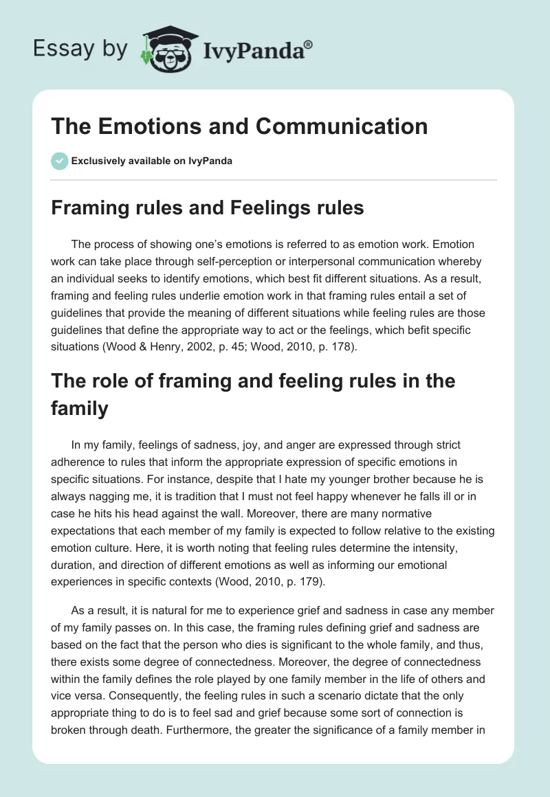 The Emotions and Communication. Page 1
