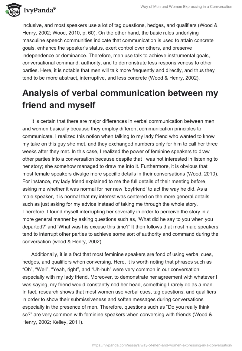 Way of Men and Women Expressing in a Conversation. Page 2