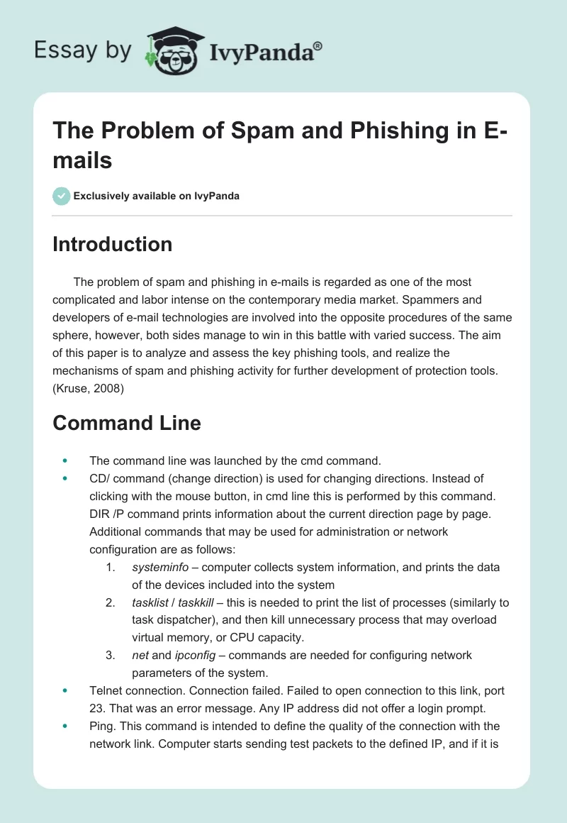 The Problem of Spam and Phishing in E-mails. Page 1