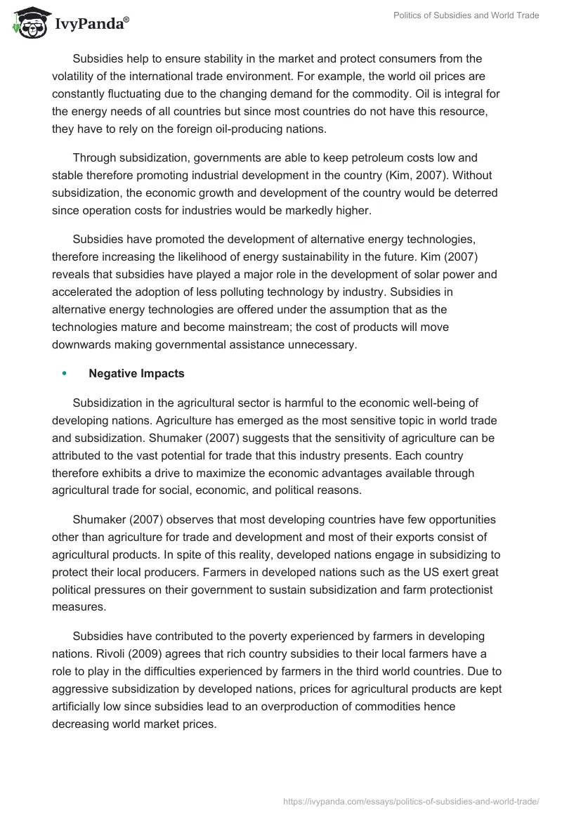 Politics of Subsidies and World Trade. Page 3