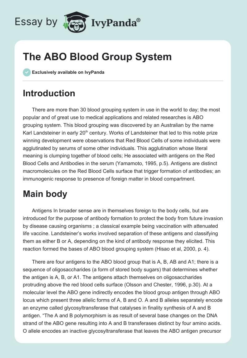 The ABO Blood Group System. Page 1