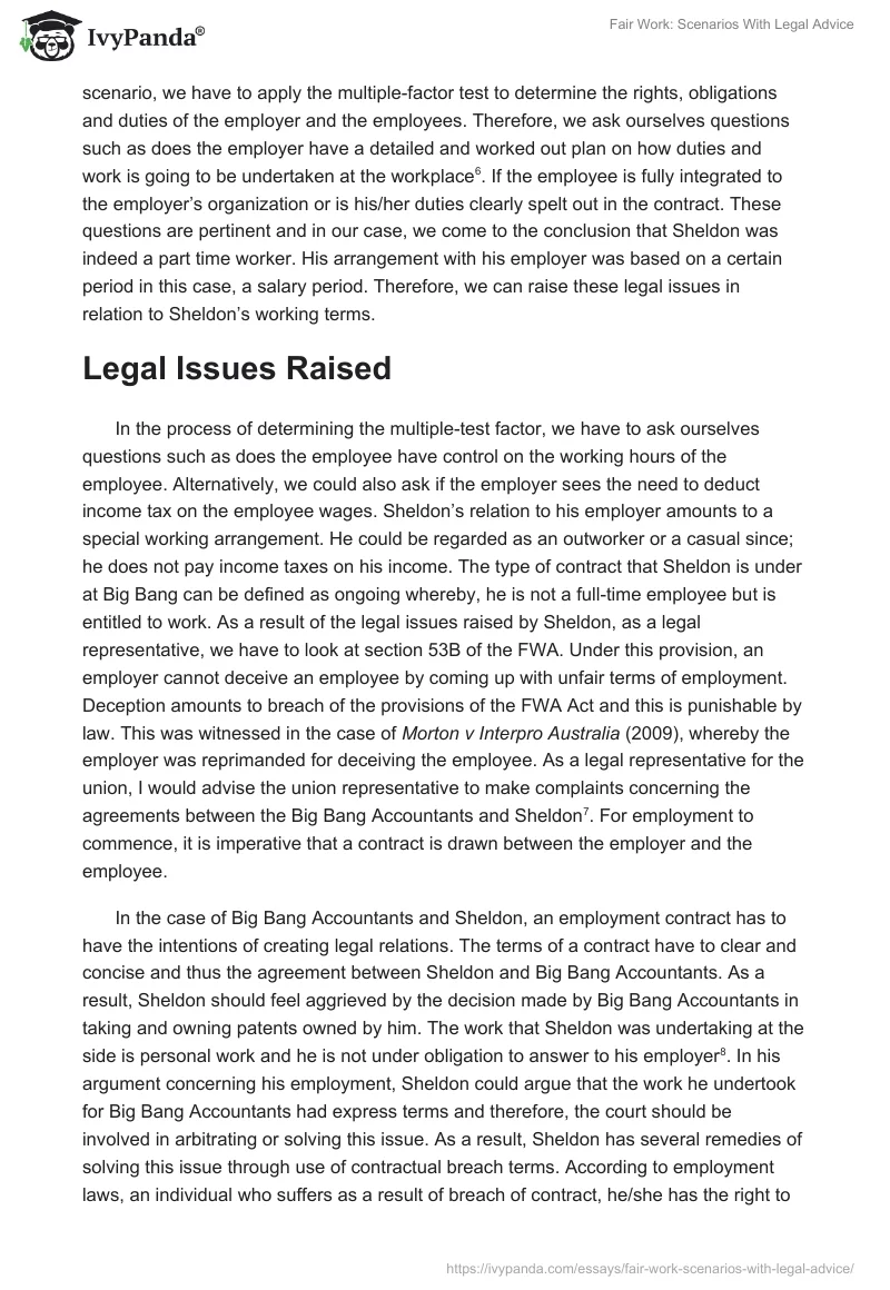 Fair Work: Scenarios With Legal Advice. Page 3