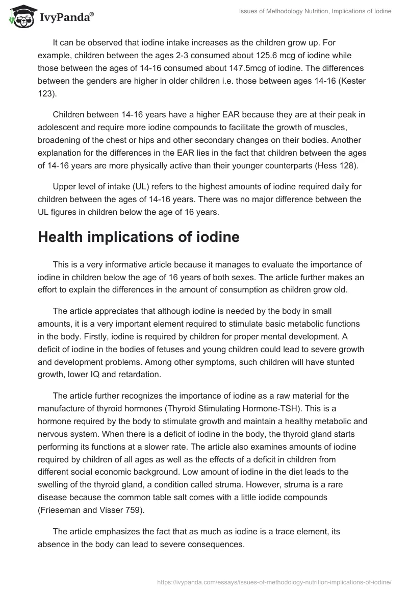 Issues of Methodology Nutrition, Implications of Iodine. Page 3