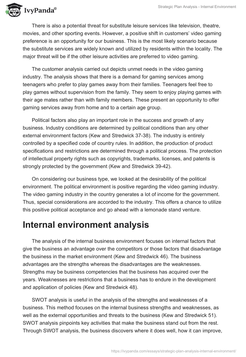 Strategic Plan Analysis - Internal Environment. Page 4