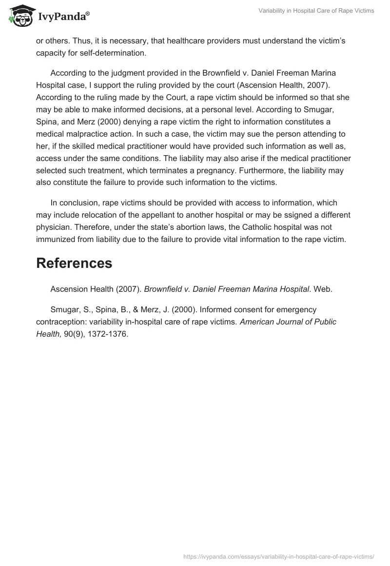 Variability in Hospital Care of Rape Victims. Page 2