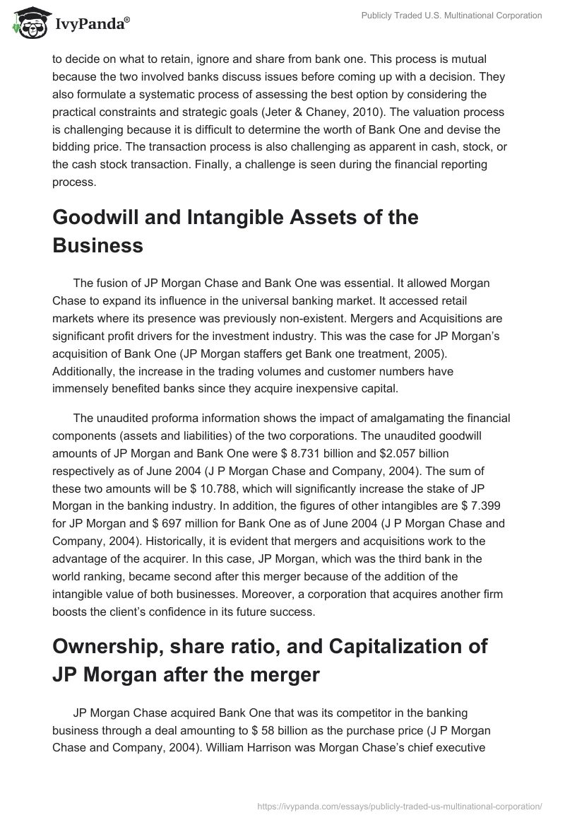 Publicly Traded U.S. Multinational Corporation. Page 3